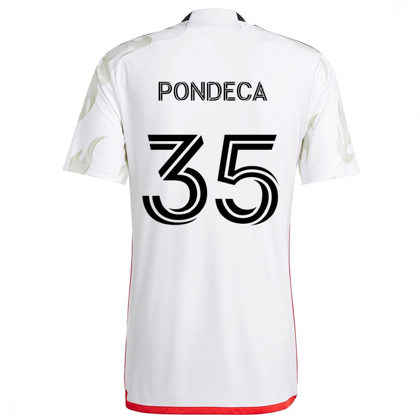 Men Football Tomas Pondeca #35 White Red Black Away Jersey 2024/25 T-Shirt Za