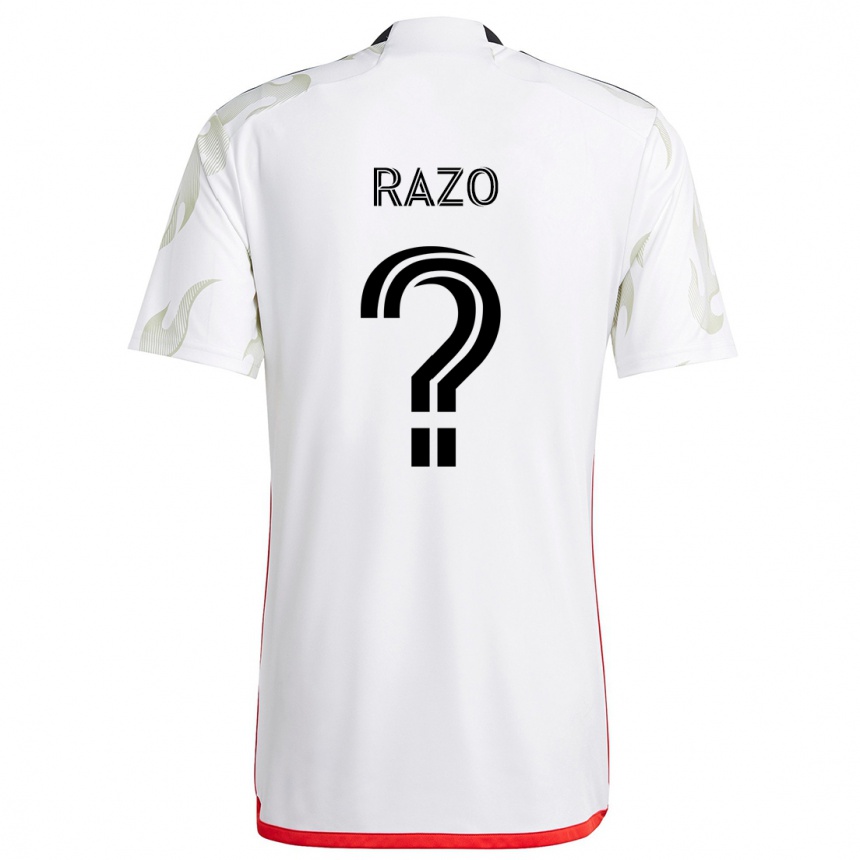 Men Football Edgar Razo #0 White Red Black Away Jersey 2024/25 T-Shirt Za