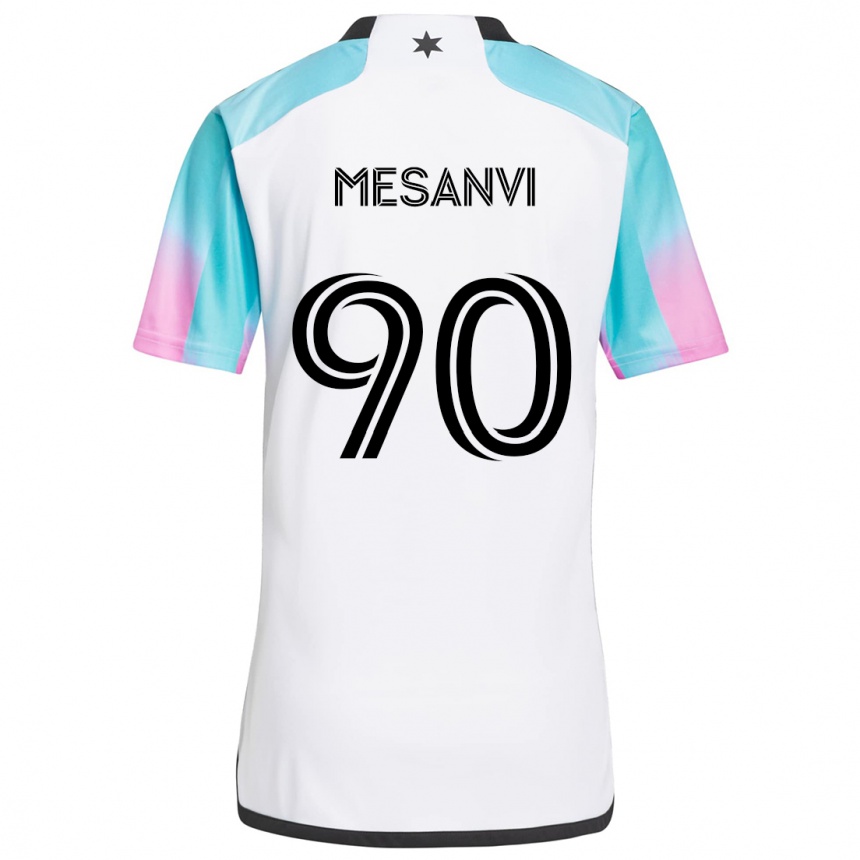 Men Football Loïc Mesanvi #90 White Blue Black Away Jersey 2024/25 T-Shirt Za