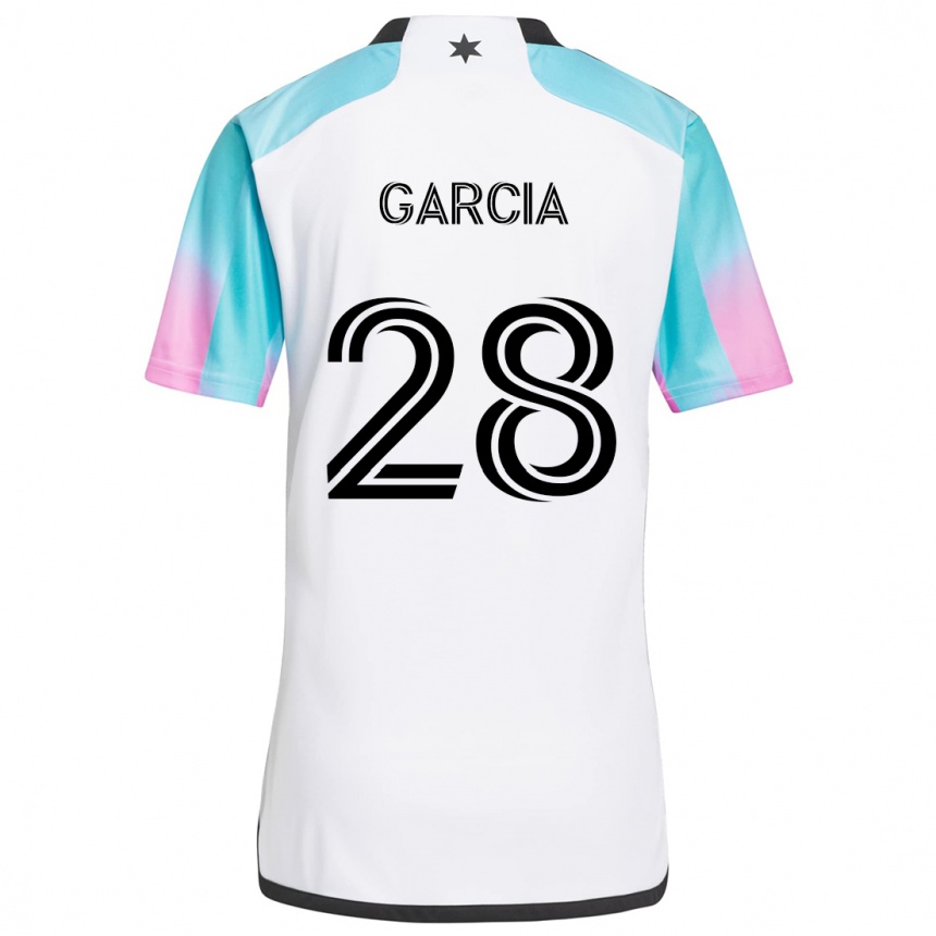 Men Football Mender García #28 White Blue Black Away Jersey 2024/25 T-Shirt Za