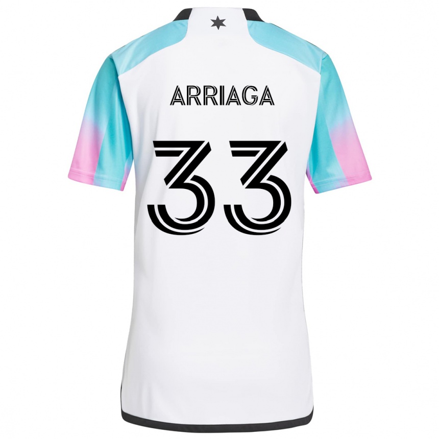 Men Football Kervin Arriaga #33 White Blue Black Away Jersey 2024/25 T-Shirt Za