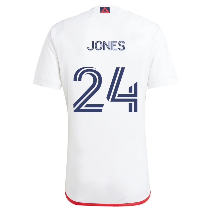 Men Football Dejuan Jones #24 White Red Away Jersey 2024/25 T-Shirt Za