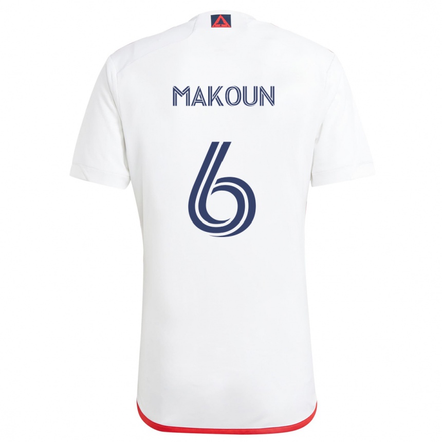 Men Football Christian Makoun #6 White Red Away Jersey 2024/25 T-Shirt Za