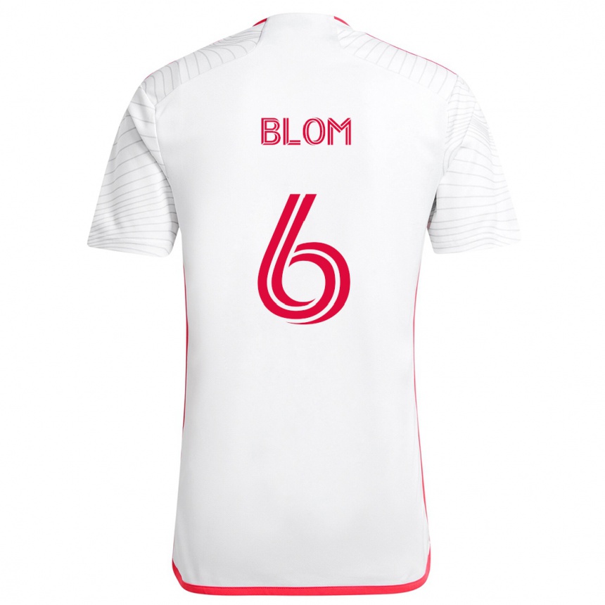 Men Football Njabulo Blom #6 White Red Away Jersey 2024/25 T-Shirt Za