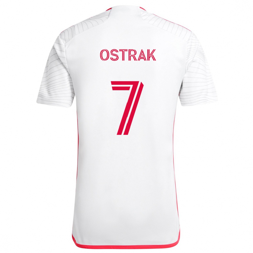 Men Football Tomás Ostrák #7 White Red Away Jersey 2024/25 T-Shirt Za