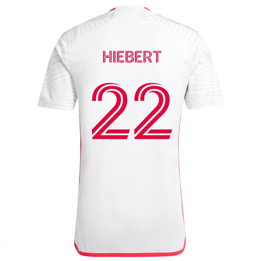 Men Football Kyle Hiebert #22 White Red Away Jersey 2024/25 T-Shirt Za