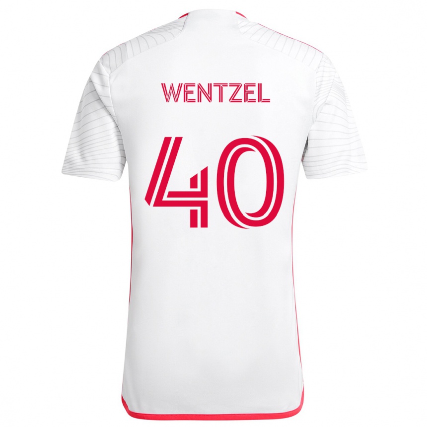 Men Football Michael Wentzel #40 White Red Away Jersey 2024/25 T-Shirt Za