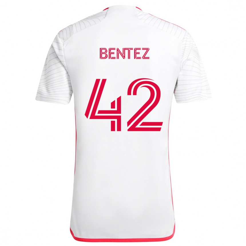 Men Football Óscar Benítez #42 White Red Away Jersey 2024/25 T-Shirt Za