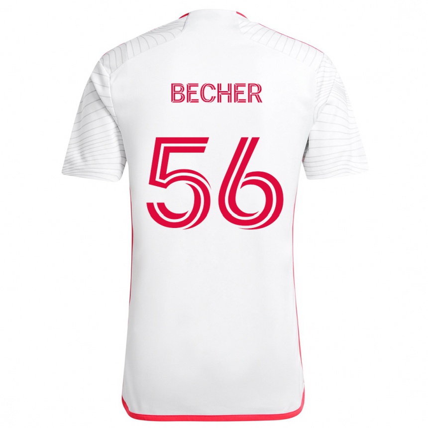 Men Football Ryan Becher #56 White Red Away Jersey 2024/25 T-Shirt Za