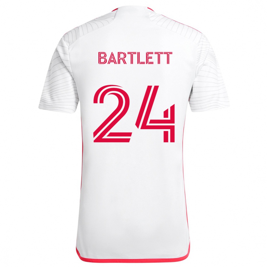 Men Football Lucas Bartlett #24 White Red Away Jersey 2024/25 T-Shirt Za