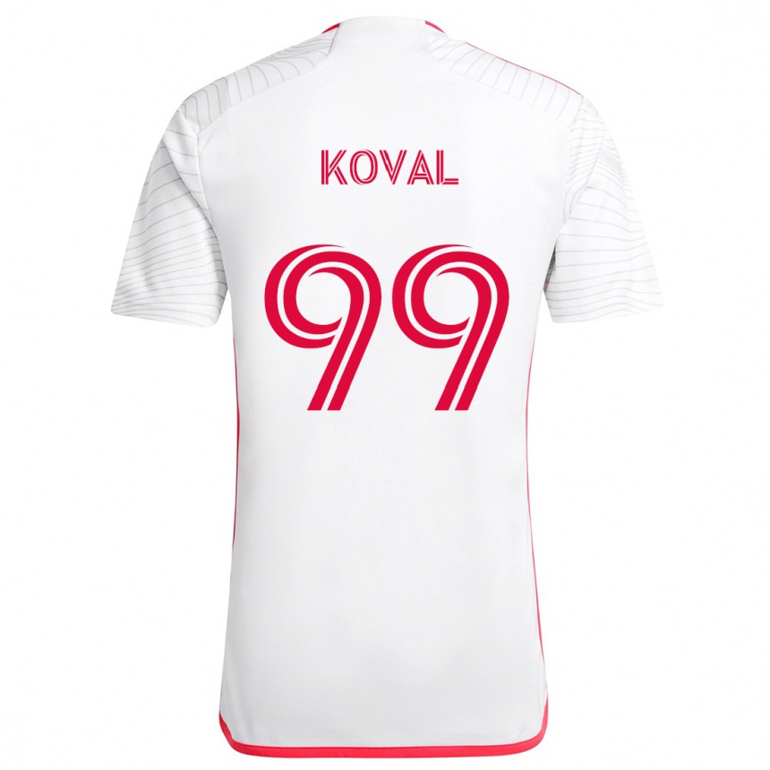 Men Football Stanislav Koval #99 White Red Away Jersey 2024/25 T-Shirt Za