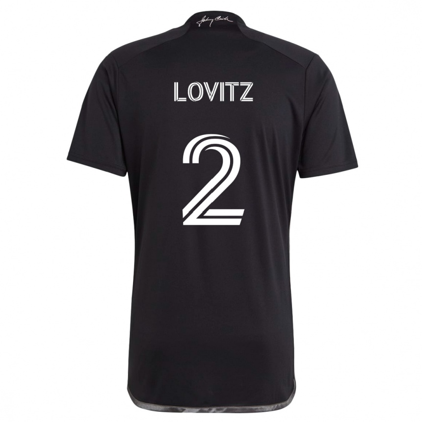 Men Football Daniel Lovitz #2 Black Away Jersey 2024/25 T-Shirt Za