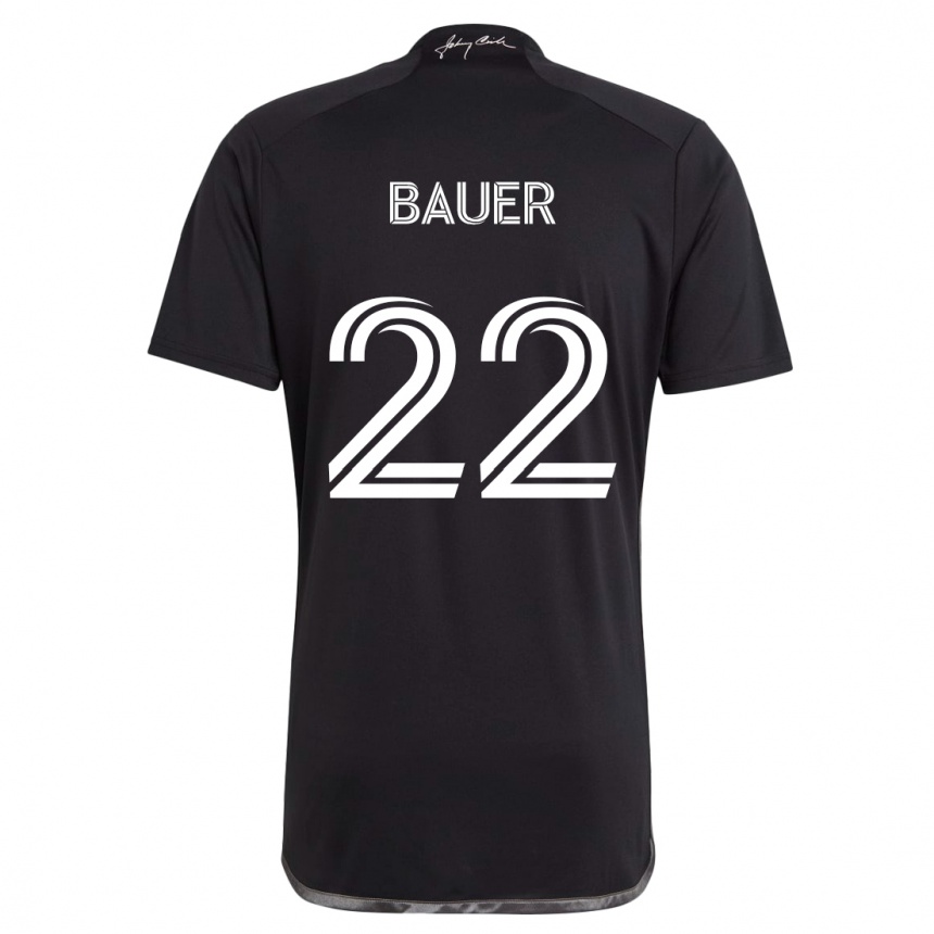 Men Football Josh Bauer #22 Black Away Jersey 2024/25 T-Shirt Za