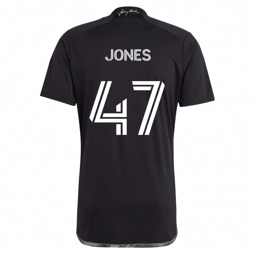 Men Football Isaiah Jones #47 Black Away Jersey 2024/25 T-Shirt Za