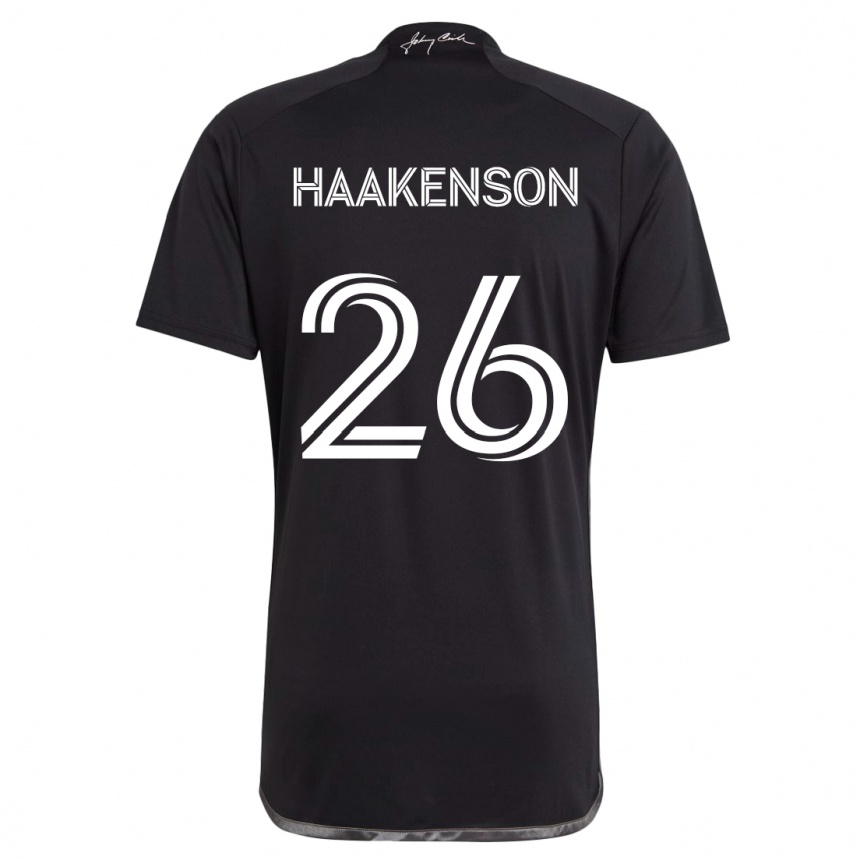 Men Football Luke Haakenson #26 Black Away Jersey 2024/25 T-Shirt Za