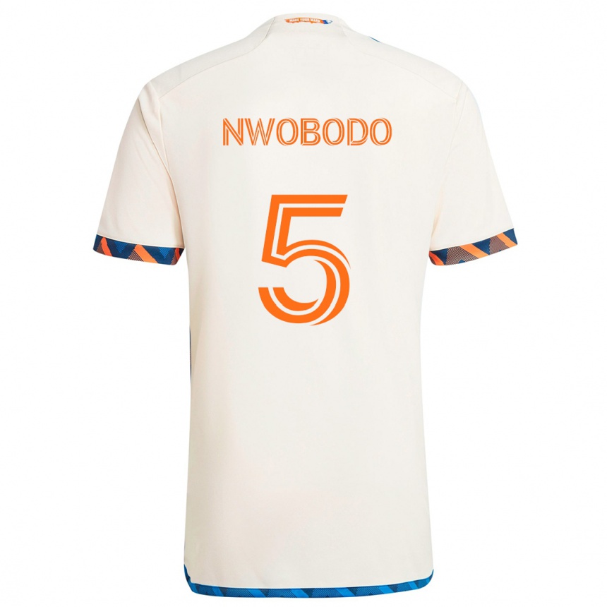 Men Football Obinna Nwobodo #5 White Orange Away Jersey 2024/25 T-Shirt Za