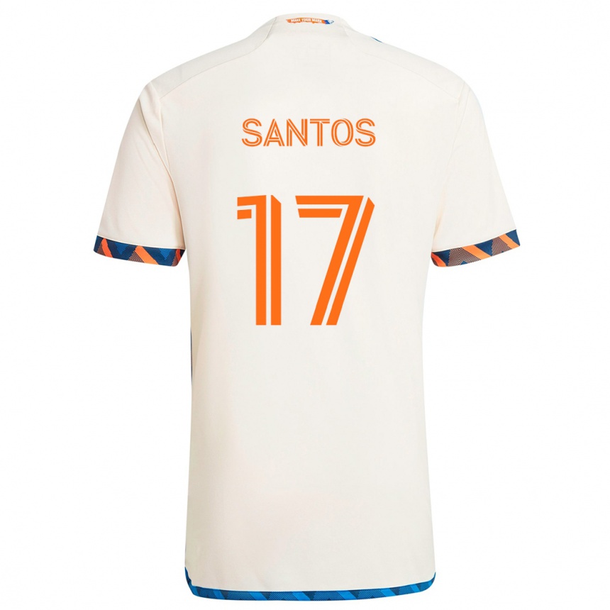 Men Football Sergio Santos #17 White Orange Away Jersey 2024/25 T-Shirt Za