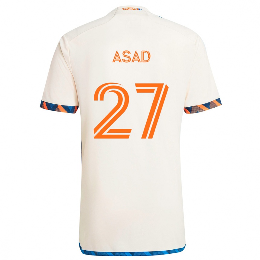 Men Football Yamil Asad #27 White Orange Away Jersey 2024/25 T-Shirt Za