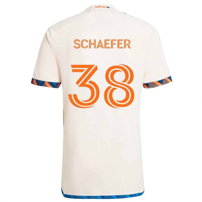 Men Football Brian Schaefer #38 White Orange Away Jersey 2024/25 T-Shirt Za