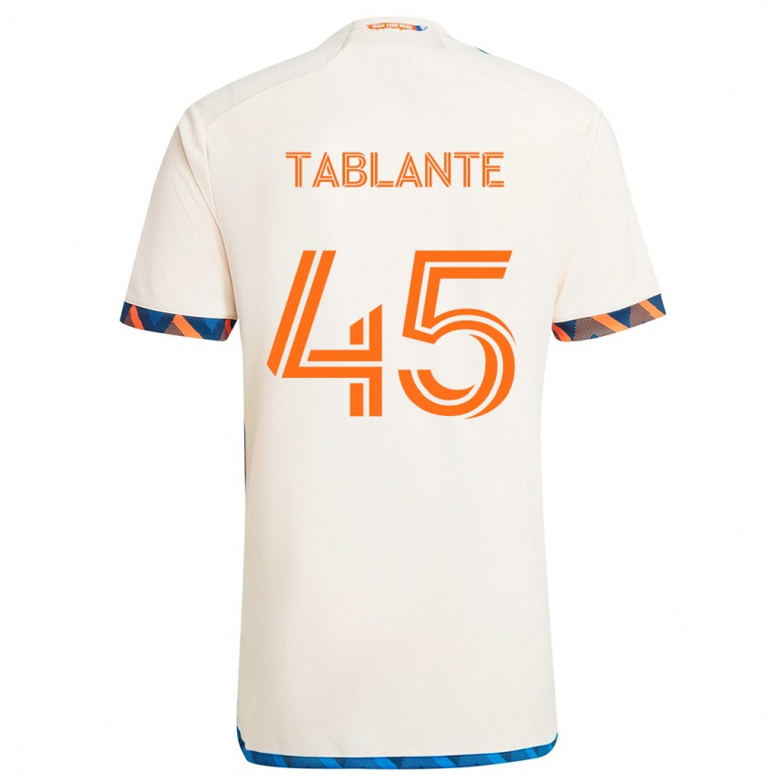 Men Football Moises Tablante #45 White Orange Away Jersey 2024/25 T-Shirt Za