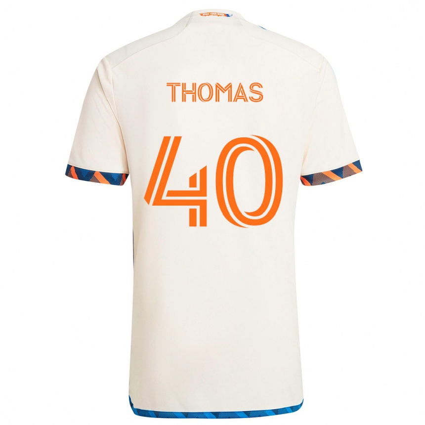 Men Football Kai Thomas #40 White Orange Away Jersey 2024/25 T-Shirt Za