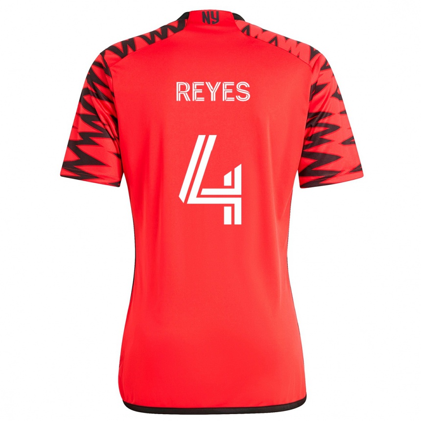 Men Football Andrés Reyes #4 Red Black White Away Jersey 2024/25 T-Shirt Za