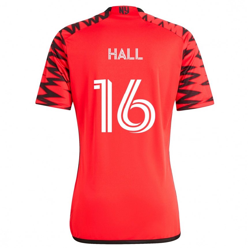 Men Football Julian Hall #16 Red Black White Away Jersey 2024/25 T-Shirt Za