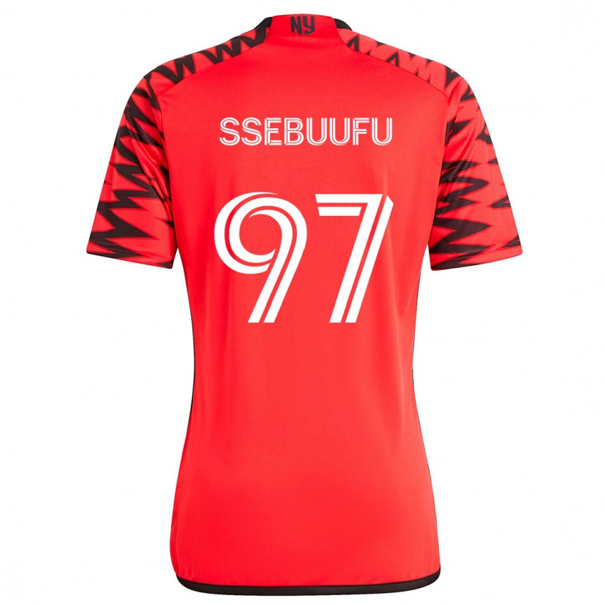 Men Football Frank Ssebuufu #97 Red Black White Away Jersey 2024/25 T-Shirt Za