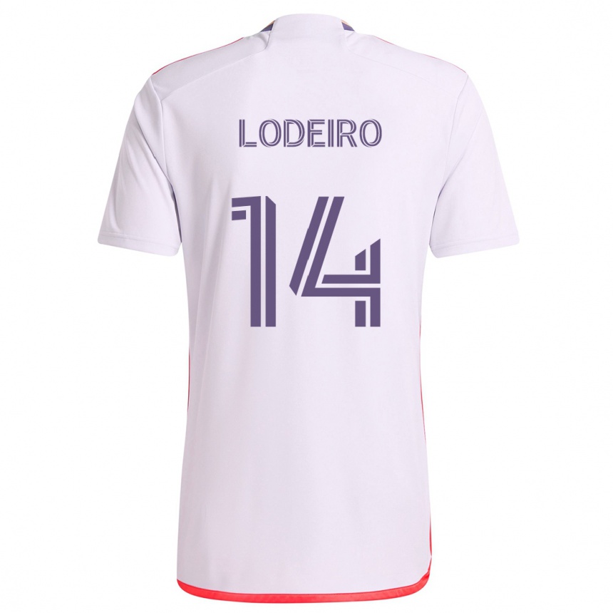 Men Football Nicolás Lodeiro #14 White Red Purple Away Jersey 2024/25 T-Shirt Za