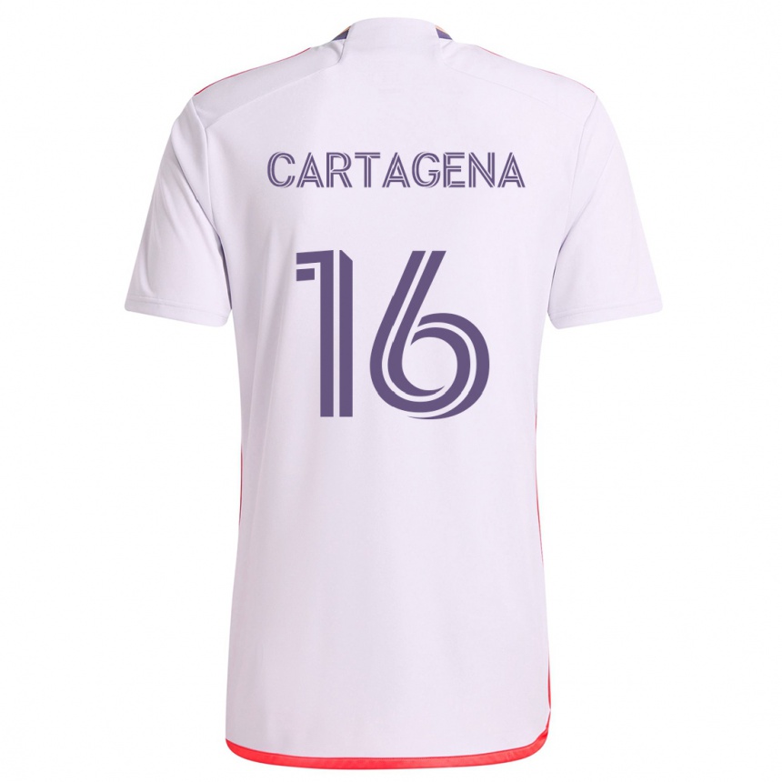 Men Football Wilder Cartagena #16 White Red Purple Away Jersey 2024/25 T-Shirt Za