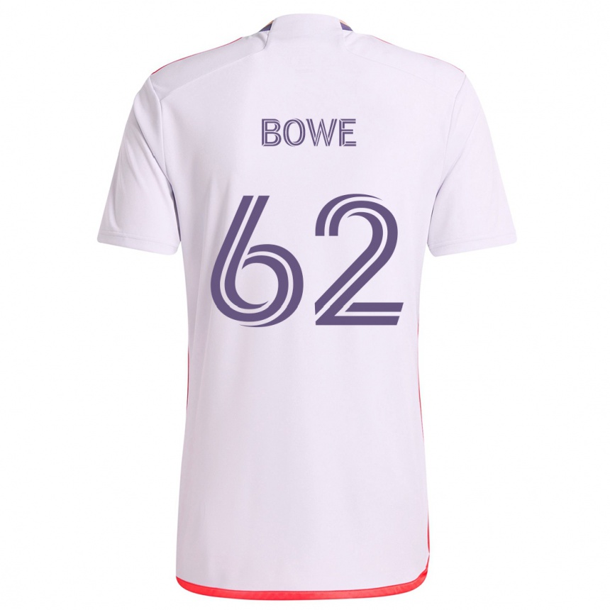 Men Football Thomas Bowe #62 White Red Purple Away Jersey 2024/25 T-Shirt Za