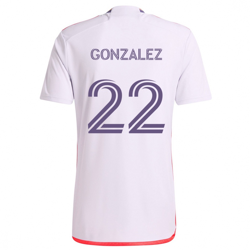 Men Football Gastón González #22 White Red Purple Away Jersey 2024/25 T-Shirt Za