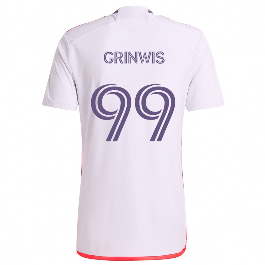 Men Football Adam Grinwis #99 White Red Purple Away Jersey 2024/25 T-Shirt Za