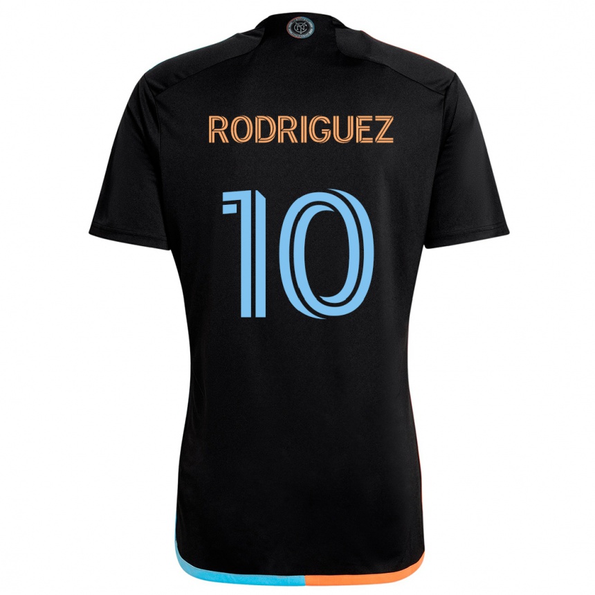 Men Football Santiago Rodríguez #10 Black Orange Blue Away Jersey 2024/25 T-Shirt Za