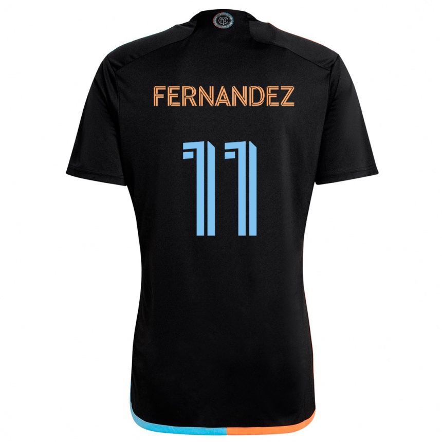 Men Football Julián Fernández #11 Black Orange Blue Away Jersey 2024/25 T-Shirt Za