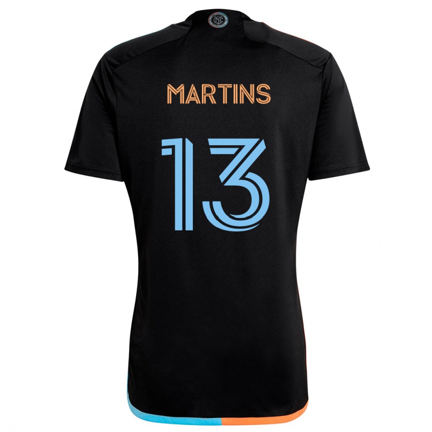 Men Football Thiago Martins #13 Black Orange Blue Away Jersey 2024/25 T-Shirt Za