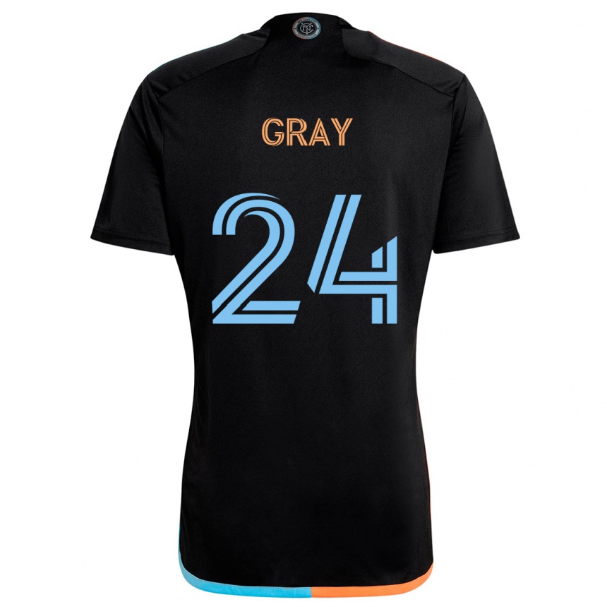 Men Football Tayvon Gray #24 Black Orange Blue Away Jersey 2024/25 T-Shirt Za