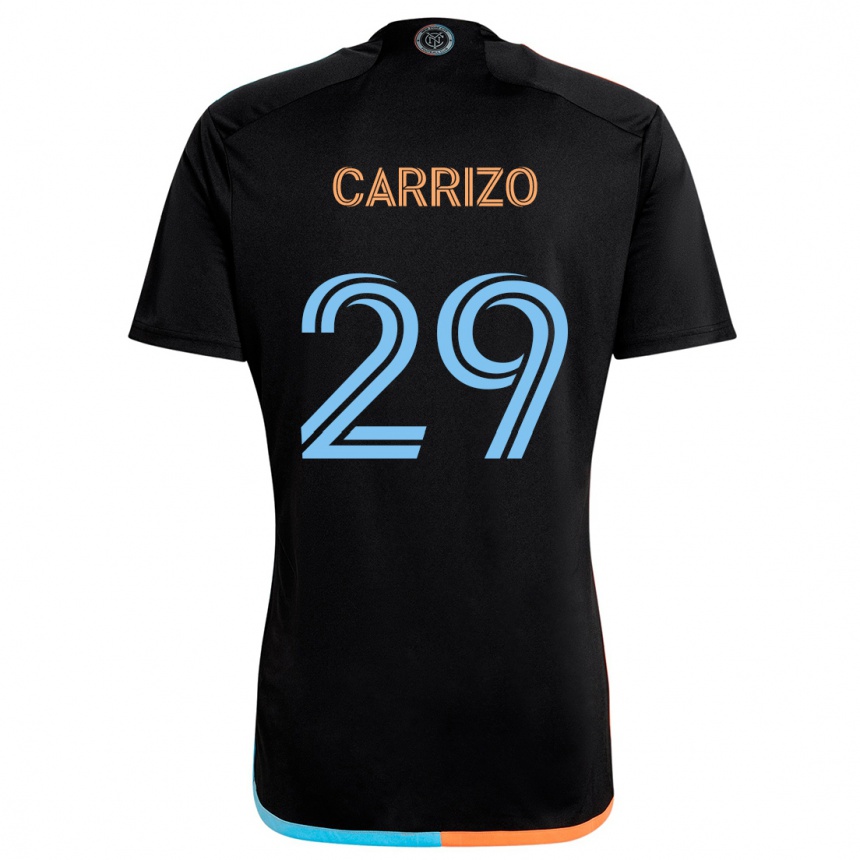 Men Football Máximo Carrizo #29 Black Orange Blue Away Jersey 2024/25 T-Shirt Za