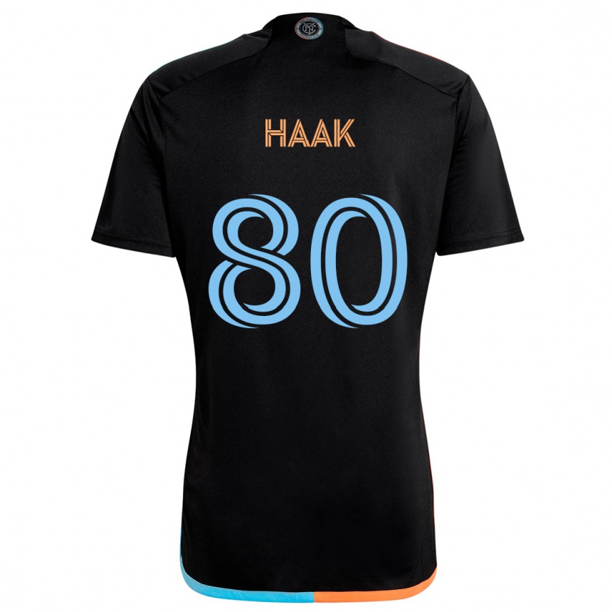 Men Football Justin Haak #80 Black Orange Blue Away Jersey 2024/25 T-Shirt Za