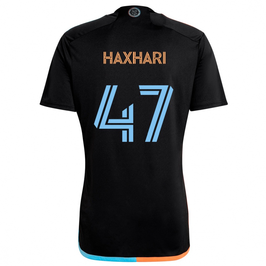 Men Football Klevis Haxhari #47 Black Orange Blue Away Jersey 2024/25 T-Shirt Za