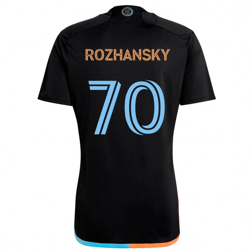 Men Football Jake Rozhansky #70 Black Orange Blue Away Jersey 2024/25 T-Shirt Za