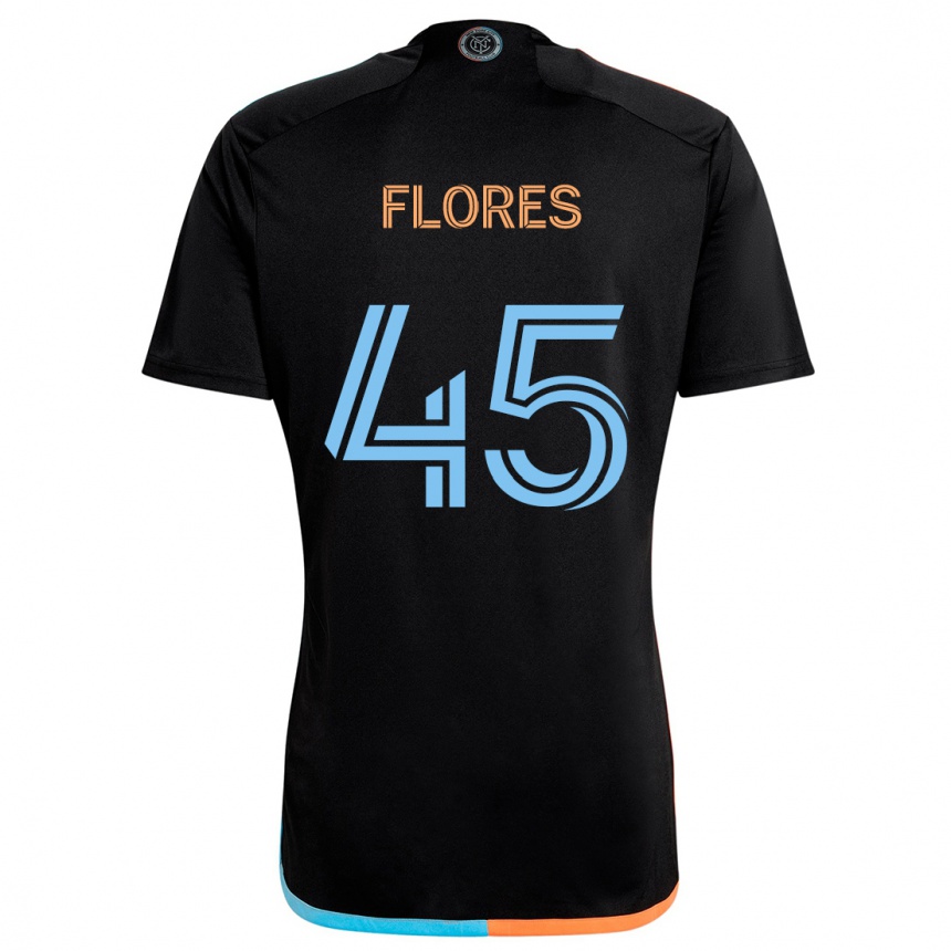 Men Football Brian Flores #45 Black Orange Blue Away Jersey 2024/25 T-Shirt Za