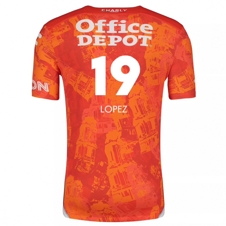 Men Football Javier Eduardo López #19 Orange White Away Jersey 2024/25 T-Shirt Za