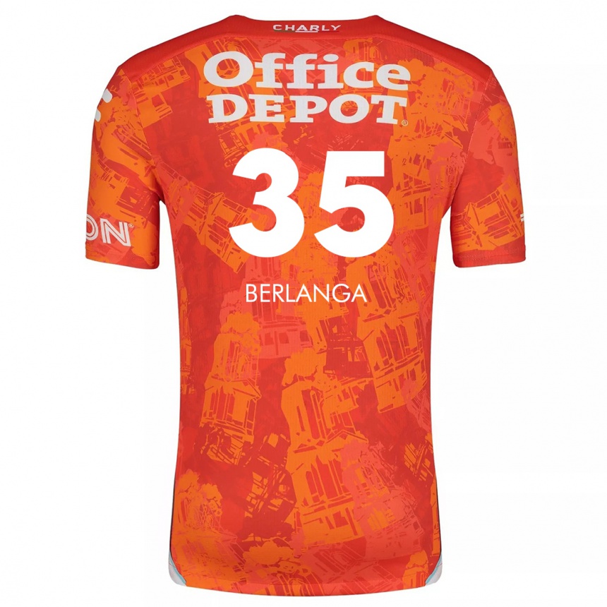 Men Football Jorge Berlanga #35 Orange White Away Jersey 2024/25 T-Shirt Za