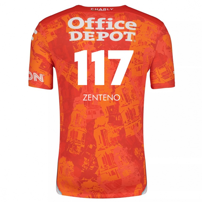 Men Football Gustavo Zenteno #117 Orange White Away Jersey 2024/25 T-Shirt Za