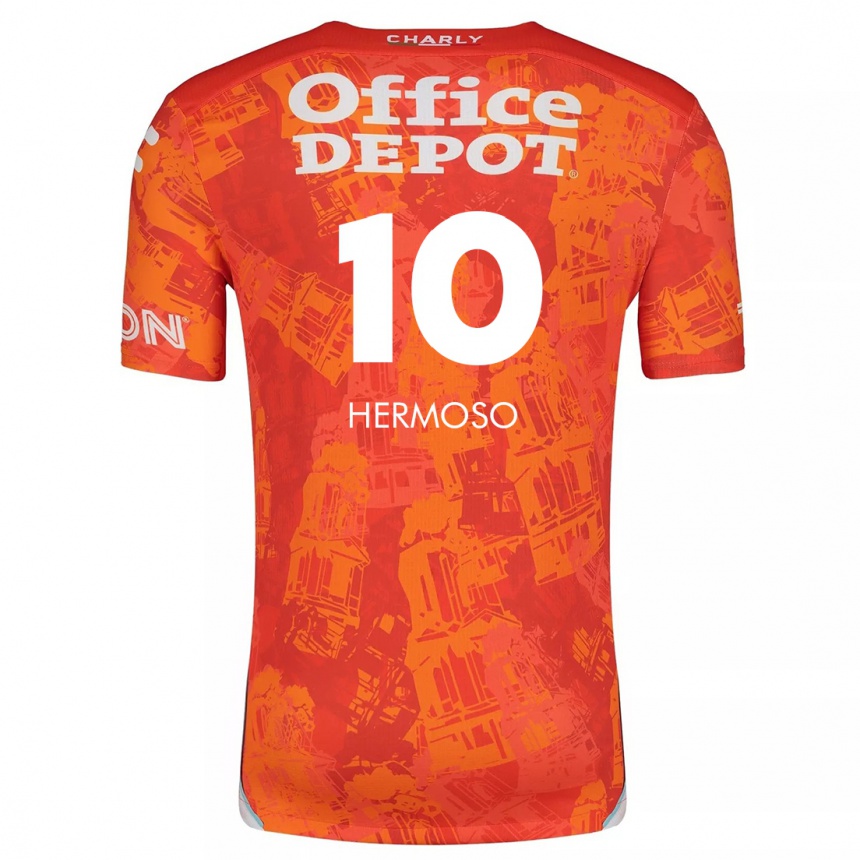 Men Football Jennifer Hermoso #10 Orange White Away Jersey 2024/25 T-Shirt Za