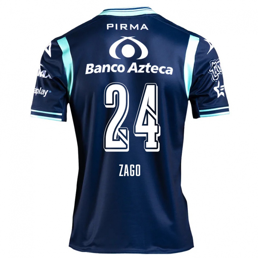 Men Football Diego Zago #24 Navy Blue Away Jersey 2024/25 T-Shirt Za