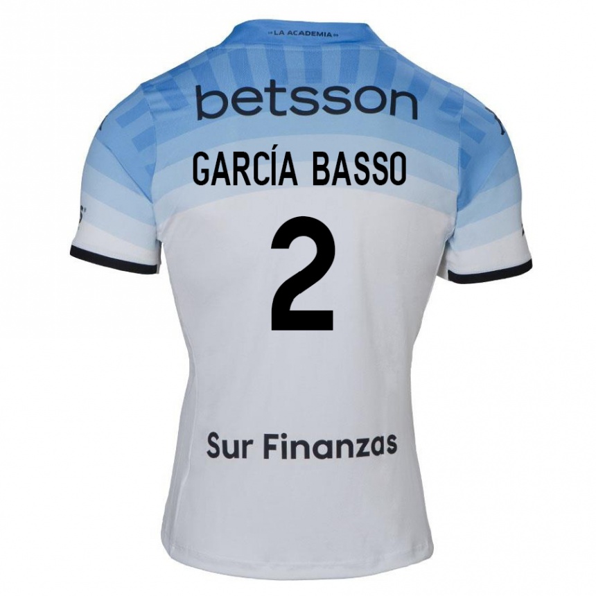 Men Football Agustín García Basso #2 White Blue Black Away Jersey 2024/25 T-Shirt Za