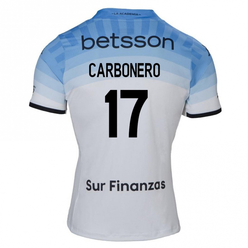 Men Football Johan Carbonero #17 White Blue Black Away Jersey 2024/25 T-Shirt Za