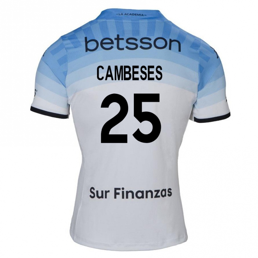 Men Football Facundo Cambeses #25 White Blue Black Away Jersey 2024/25 T-Shirt Za